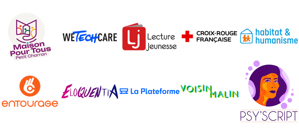 Logos de toutes les associations soutenues en 2025 par la Fondation Cetelem