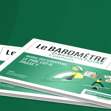 couverture du Baromètre 2024 de l'Observatoire Cetelem accompagnée d'une photo de Flavien Neuvy, les bras croisés